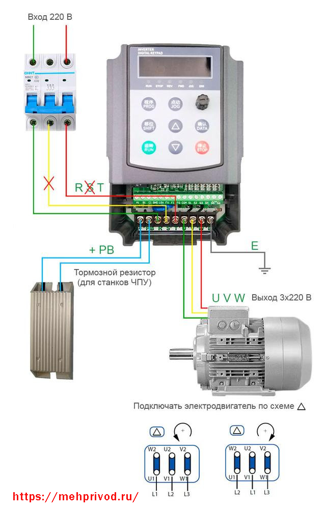 РИС.2. Схемы подключения электродвигателя при различных режимах торможения.